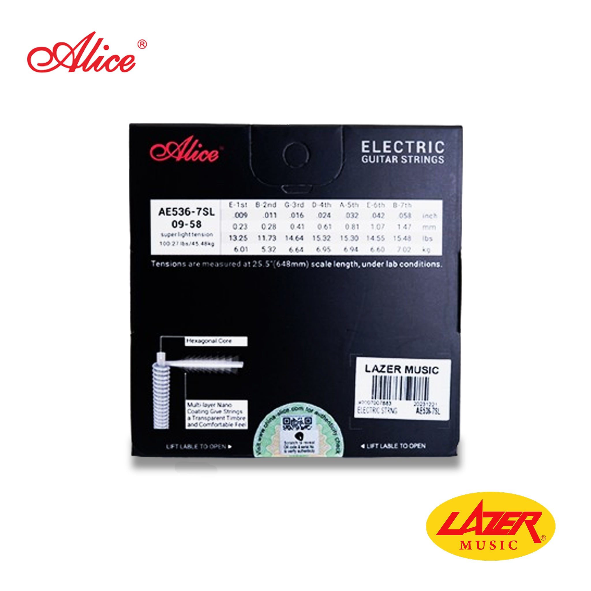 Alice AE536-7SL Electric Guitar Strings (7-String Set)