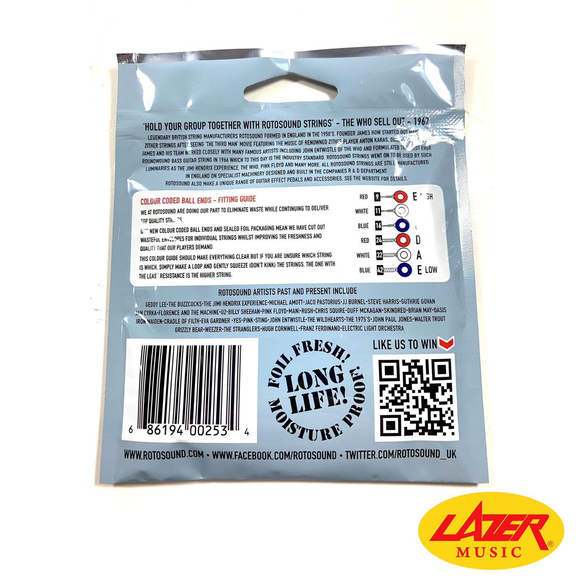 Rotosound British Steels Super Light Electric Guitar Strings