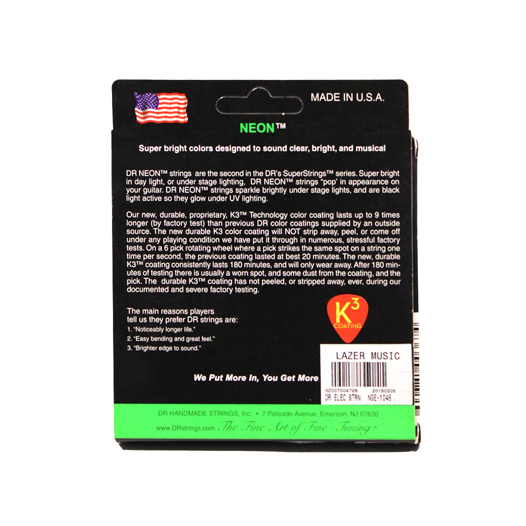 DR NGE-1046 NEON Green 10-46 Electric Guitar Strings