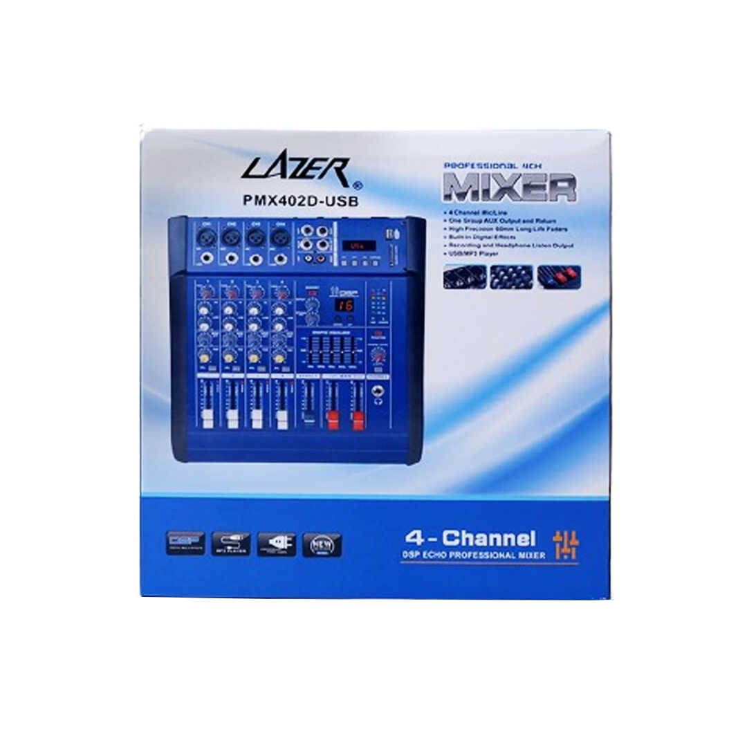 Lazer Max 4 Mixer With Power Amplifier PMX402D-USB Stage Mixer