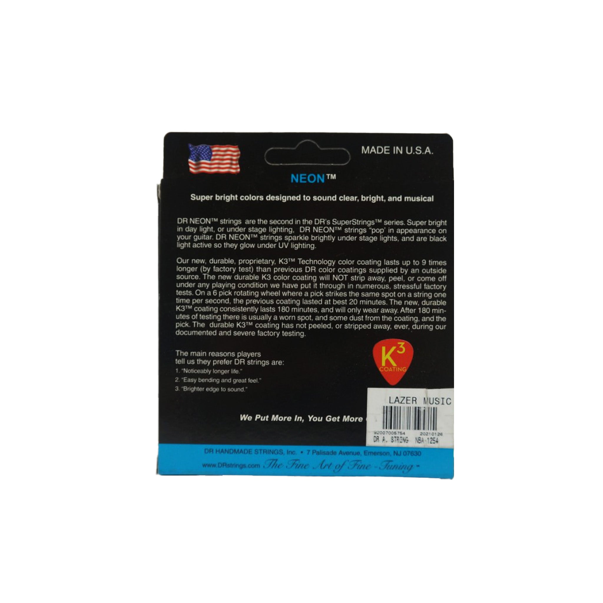 DR NBA-1253 Neon Blue Acoustic String Medium Gauge 12-54