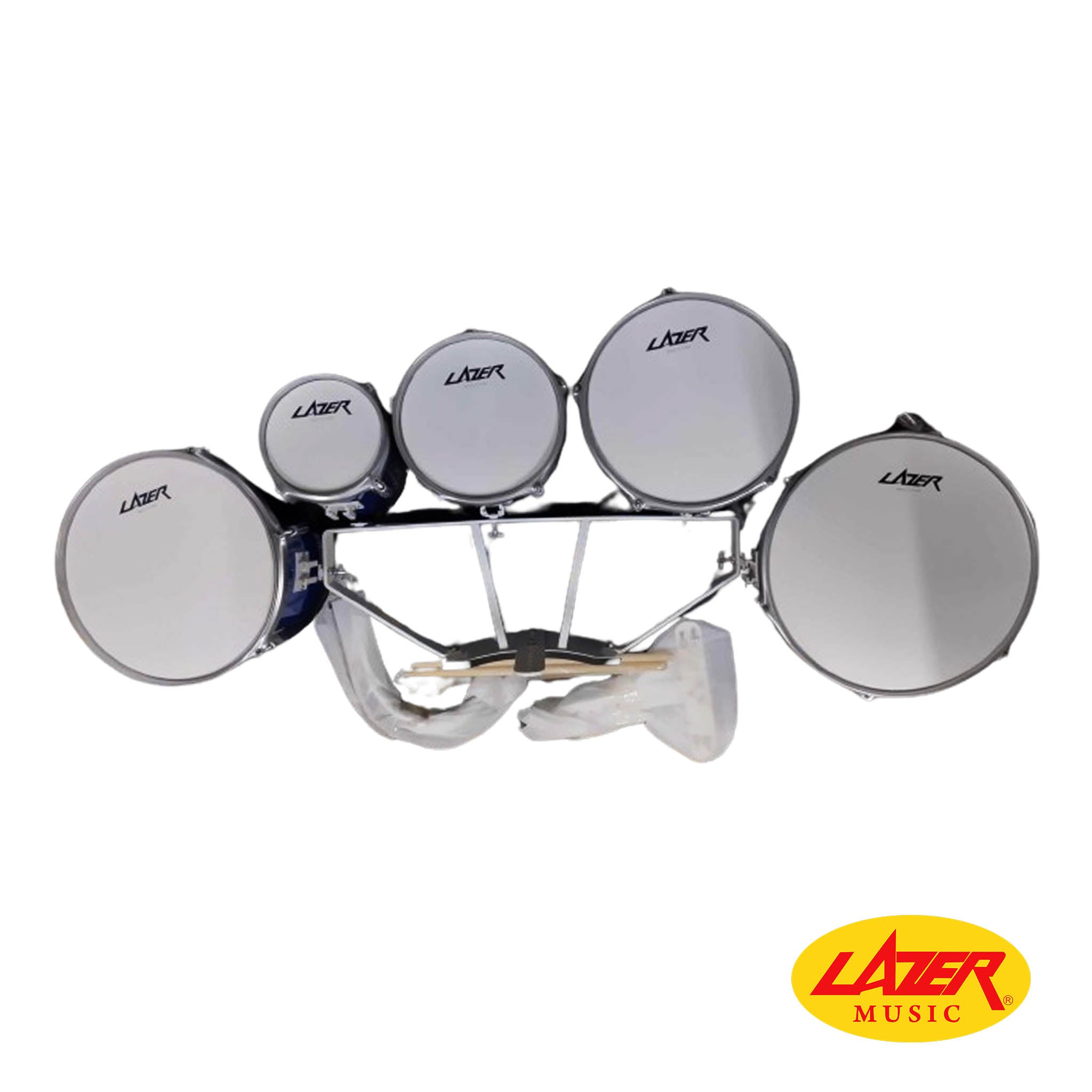 Lazer QUINTOM 5 Piece Tom rack with chest harness and drumsticks
