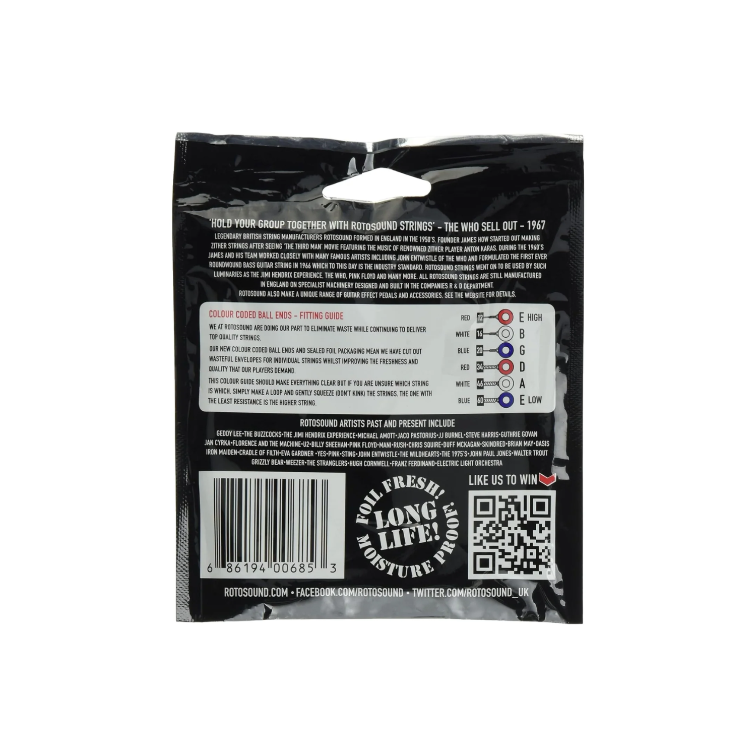 Rotosound Roto Blacks & Silvers Custom Nickel Electric Guitar Strings