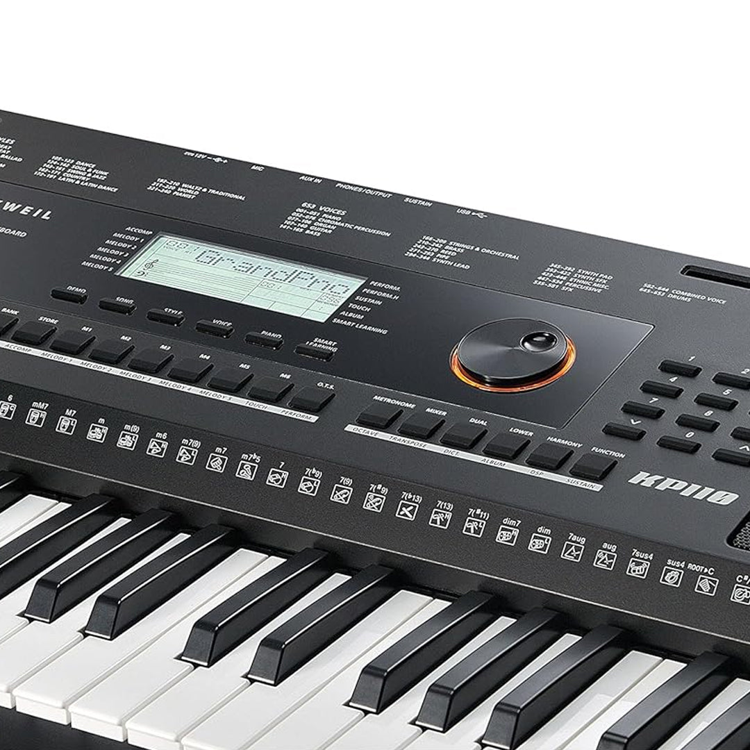 Kurzweil KP-110 Keyboard Arranger 61 Note with 653 Tones, 240 Rhythms & MIDI Support