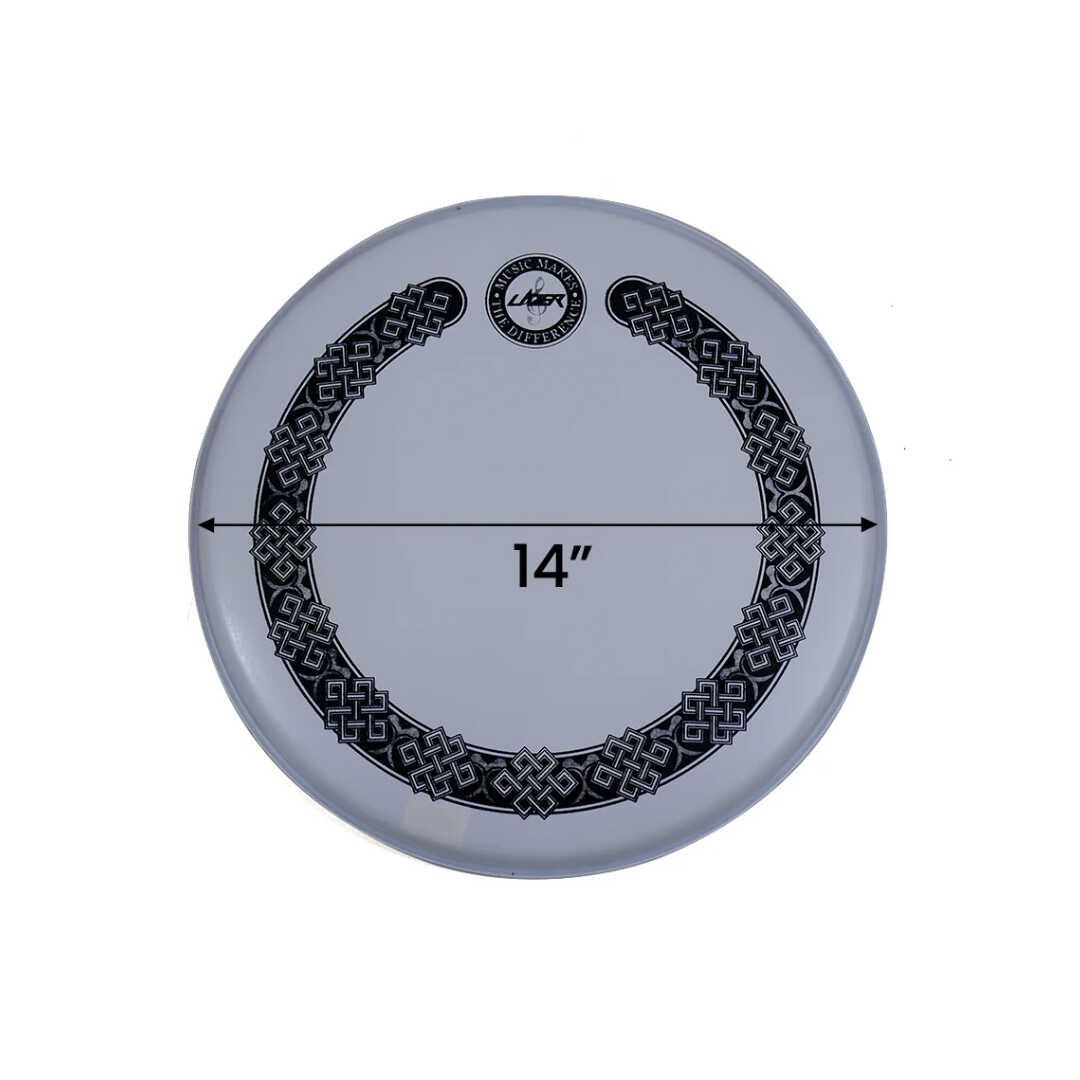 Lazer Music 14" Single Ply 0.2mm Endless Knot Design Coated White Drumhead