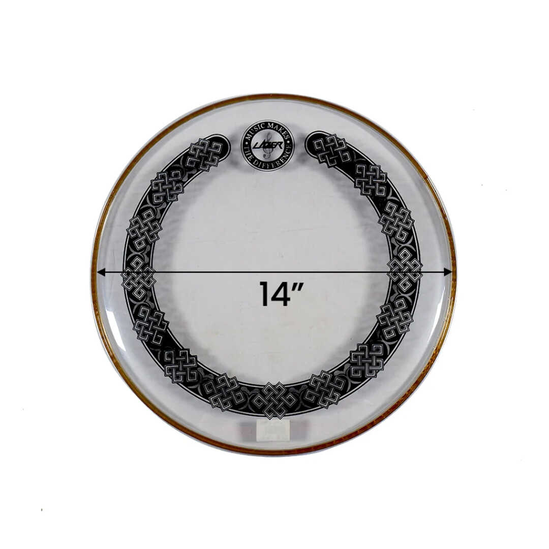 Lazer Music 14" Single Ply 0.2mm Endless Knot Design Clear Drumhead