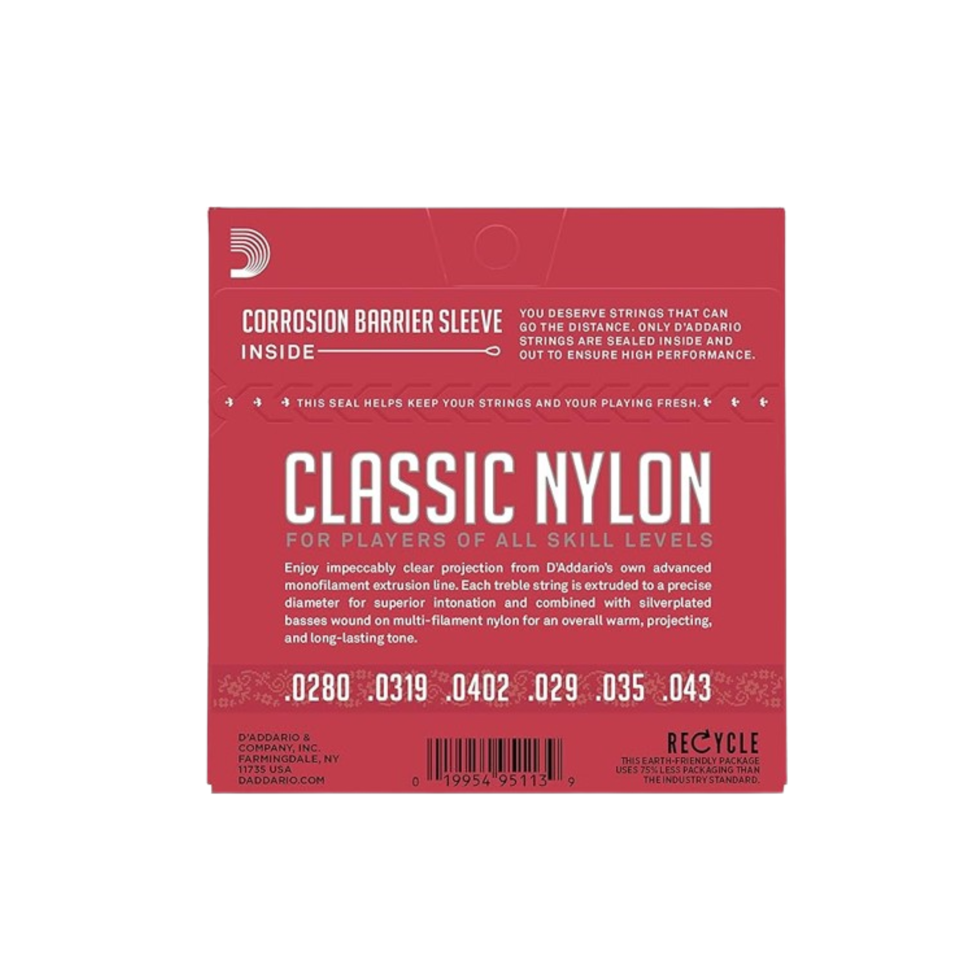 D'Addario EJ27N Classic Nylon Normal Tension 2843 Classical Guitar St