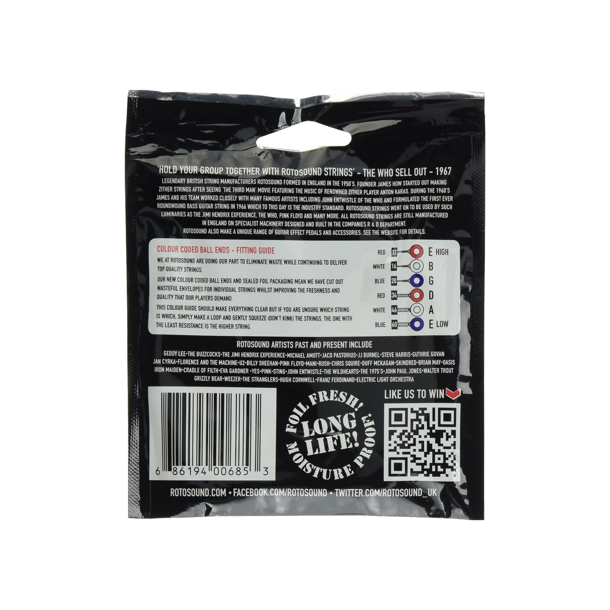 Rotosound Roto Blacks Electric Guitar Strings