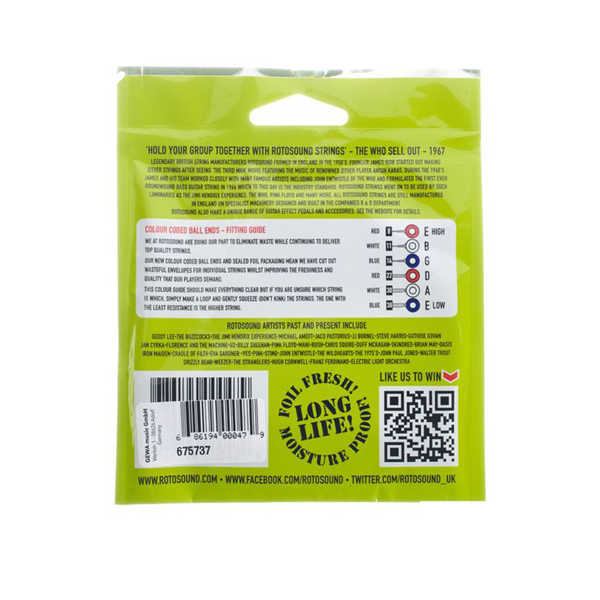 Rotosound Roto Greens Electric Guitar Strings