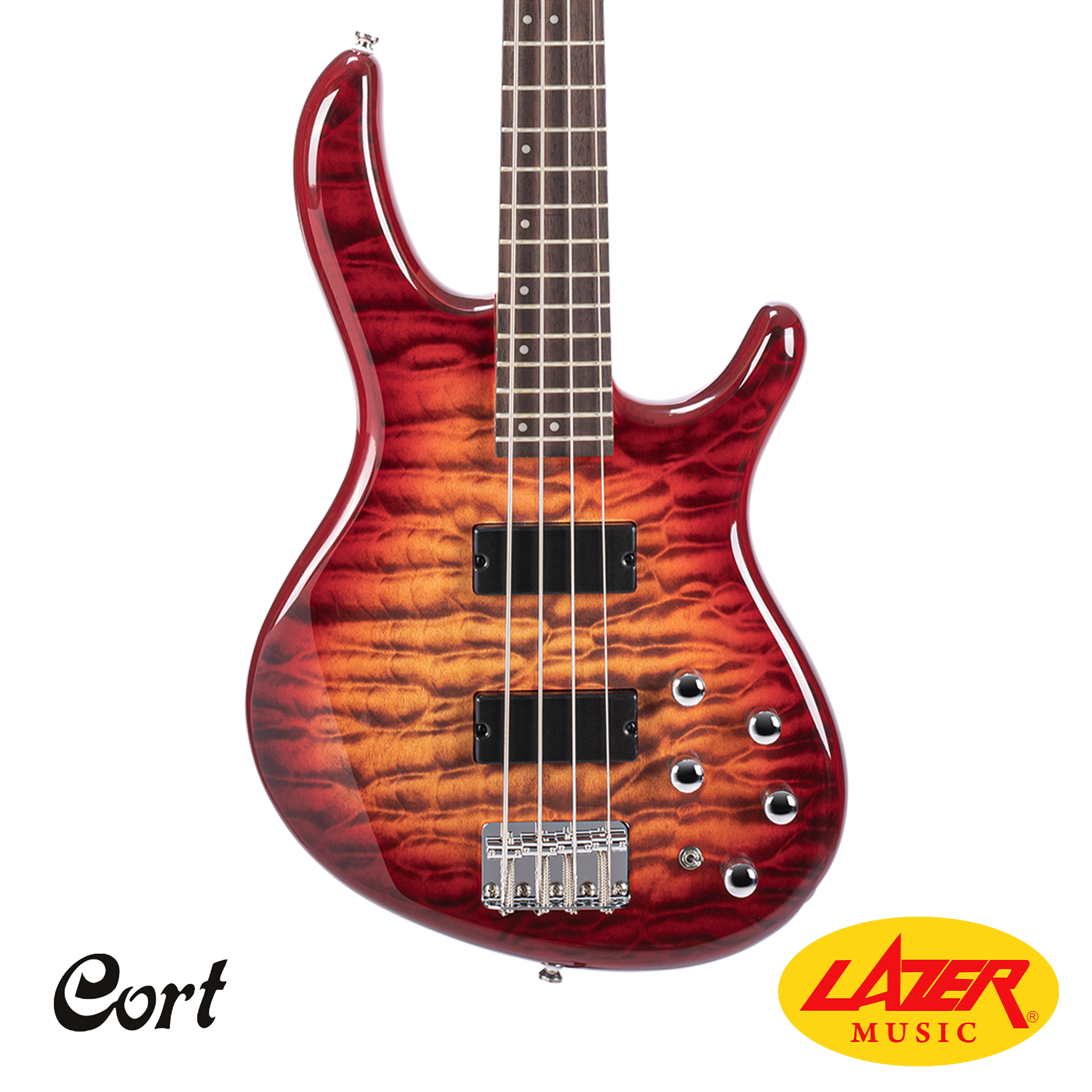 Cort DLX-PLUS Bass Guitar With Hard Maple Neck, Markbass EQ, and Bag