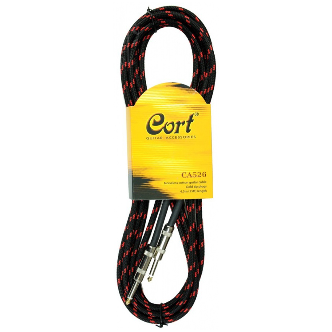 Cort CA526-BK 4.5 Meter Noiseless Instrument Cable Black Gold Tip