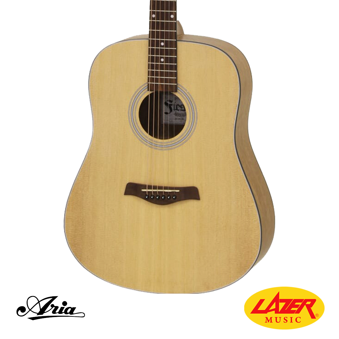 Aria D-65 Fiesta Satin Series Dreadnought Acoustic Guitar in Natural