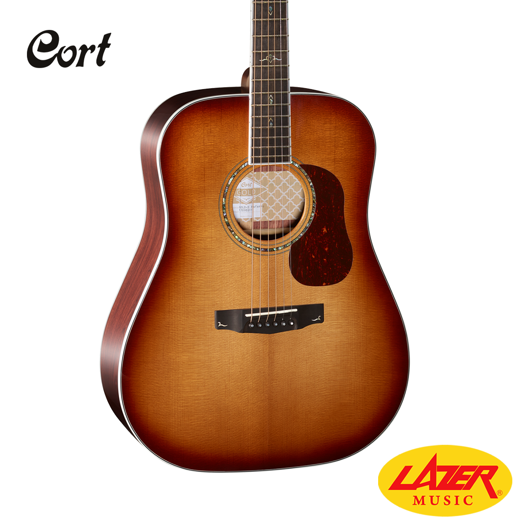 Cort GOLD-D8 Solid Sitka Spruce Top, Solid Pau Ferro Body, Ebony Fingerboard, Walnut Reinforced Neck Dreadnought Acoustic Guitar With Binding and Bag