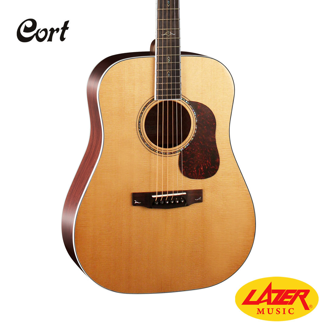 Cort GOLD-D8 Solid Sitka Spruce Top, Solid Pau Ferro Body, Ebony Fingerboard, Walnut Reinforced Neck Dreadnought Acoustic Guitar With Binding and Bag