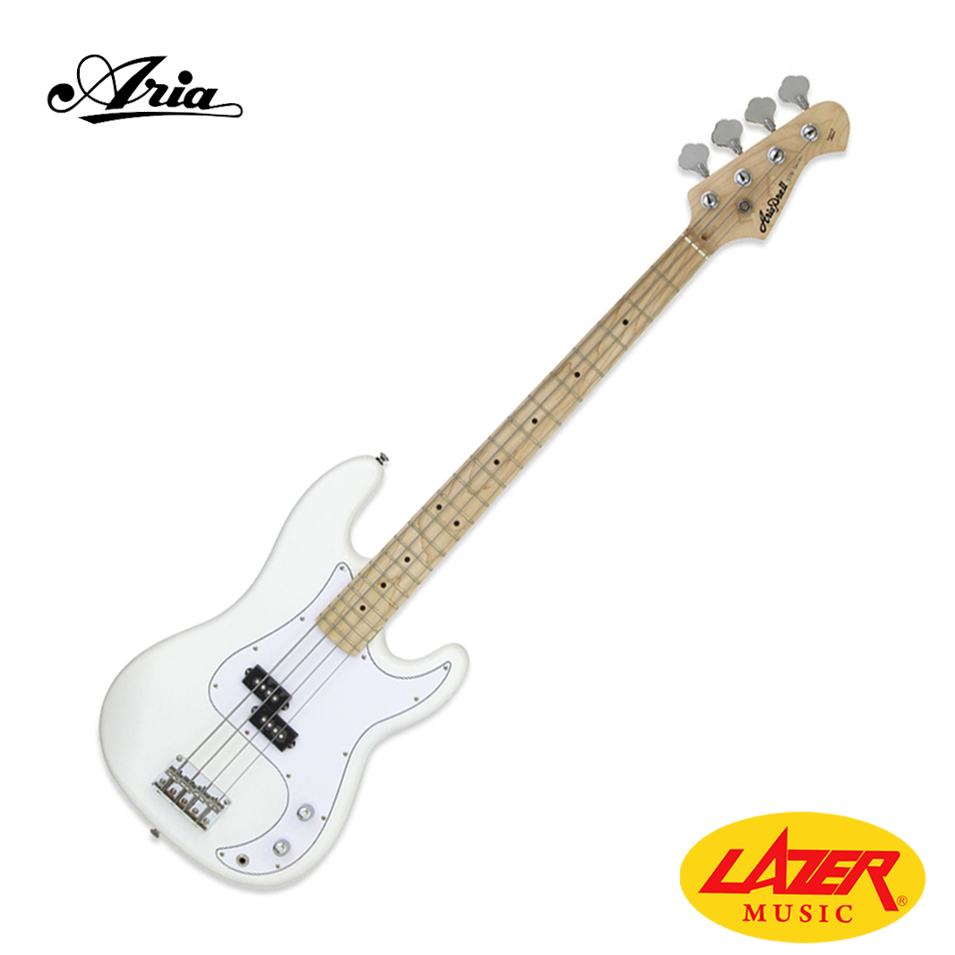 Aria STBPB/MWH Solid Body Electric Bass Guitar (White)