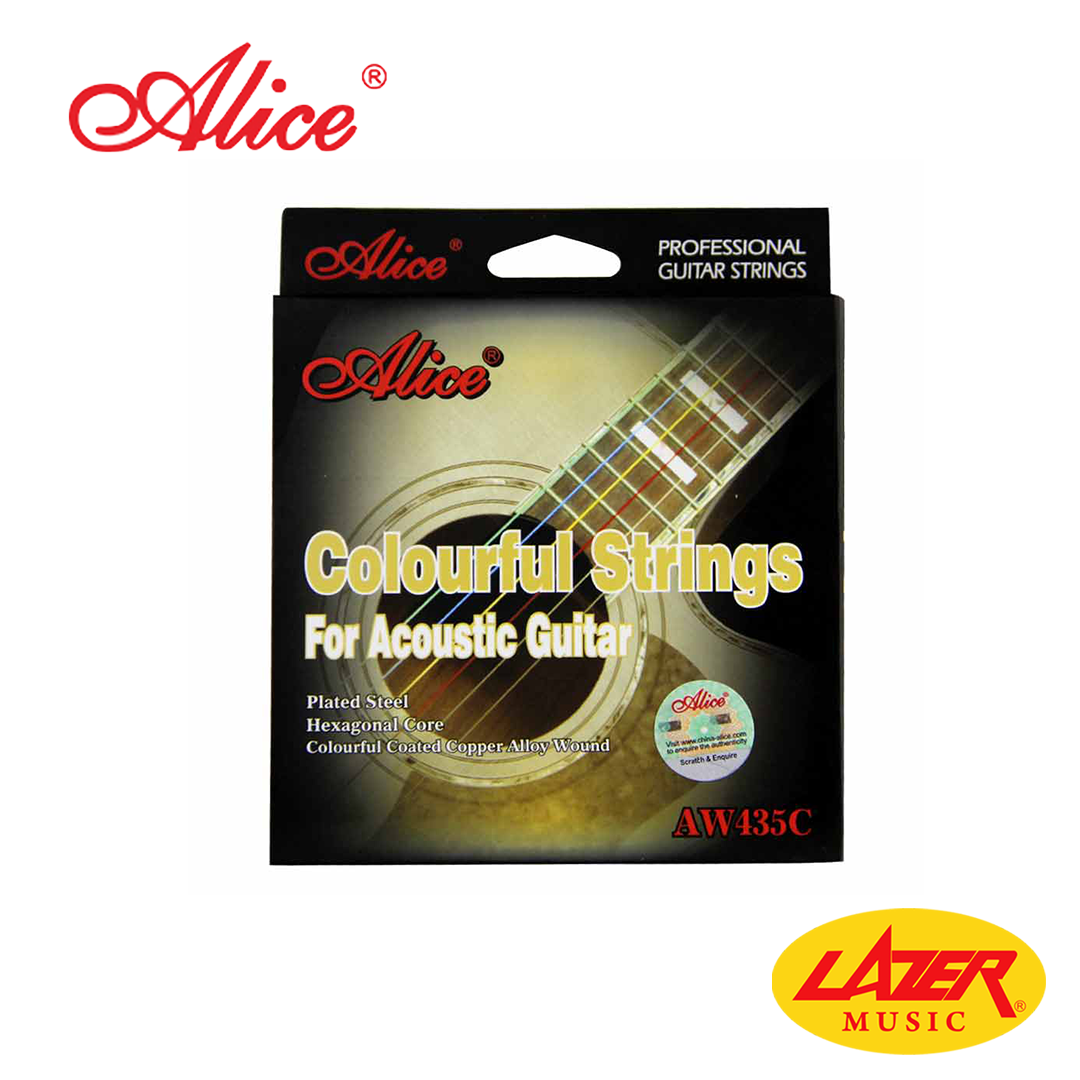 Multipack Coloured String Alice AW435C Acoustic Guitar Strings (Multi-Colored)