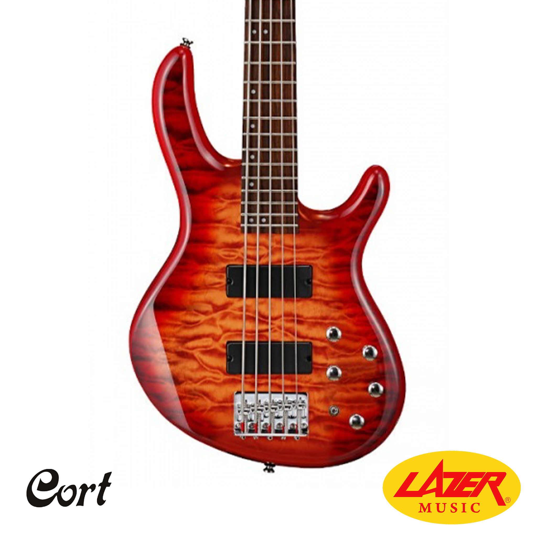 Cort Action DLX V Plus Bass Guitar (Red)