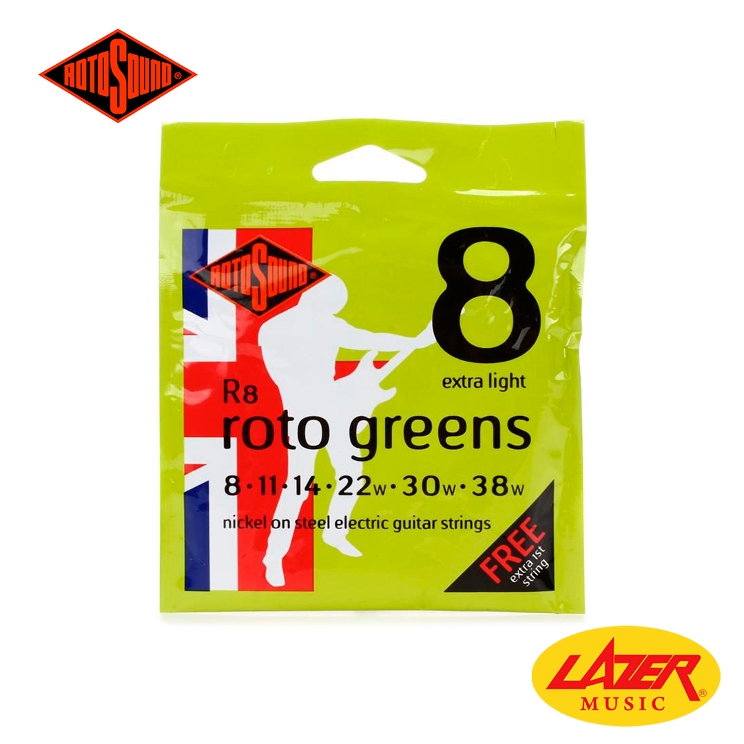 RotoSound Roto Greens Nickel Steel Electric Guitar Strings Extra Light 8-38 RotoSound Roto Greens Nickel Steel Electric Guitar Strings Extra Light 8-38