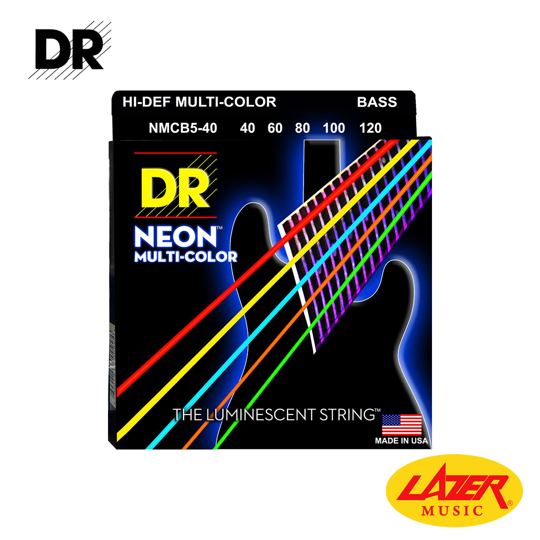 DR NMCB5-40120 NEON Multi-Color 40-120 Bass Guitar Strings